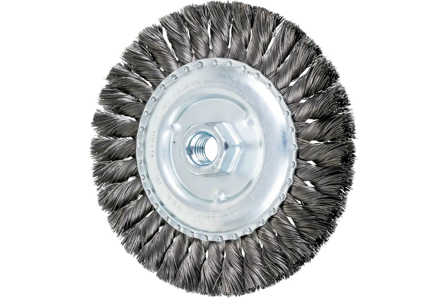 Picture of Pferd Standard Twist Knot Wire Wheel Brush 6" Dia. .014 Carbon Steel 5/8-11 Thread